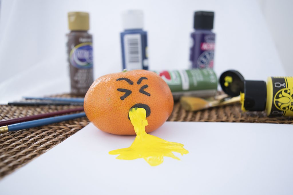 An orange vomiting paint